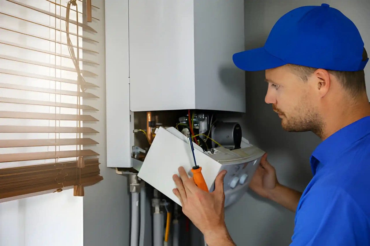 new furnace installation in lorton va by an hvac technician installing a residential heating system