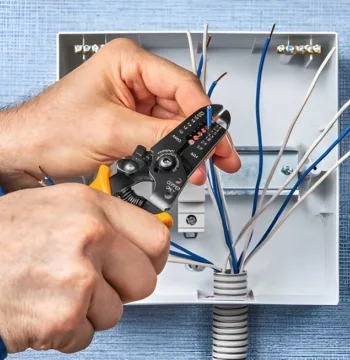 electrical repair services in mclean va with technician stripping wires during home electrical repair