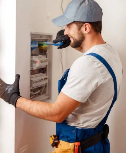 residential electrician in mclean va working on home electrical panel and wiring system