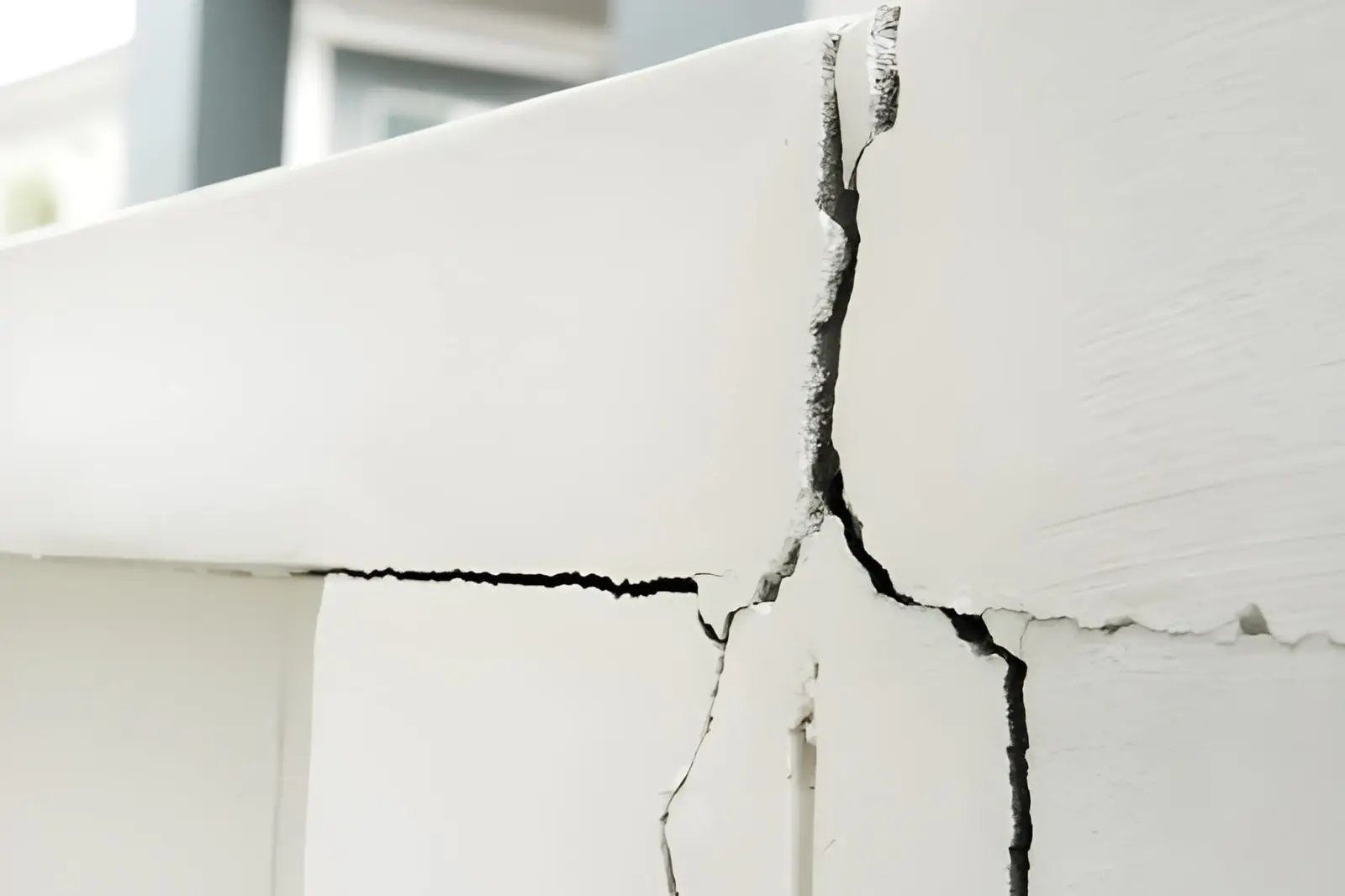 home foundation inspection in centreville va showing cracked exterior wall and structural separation