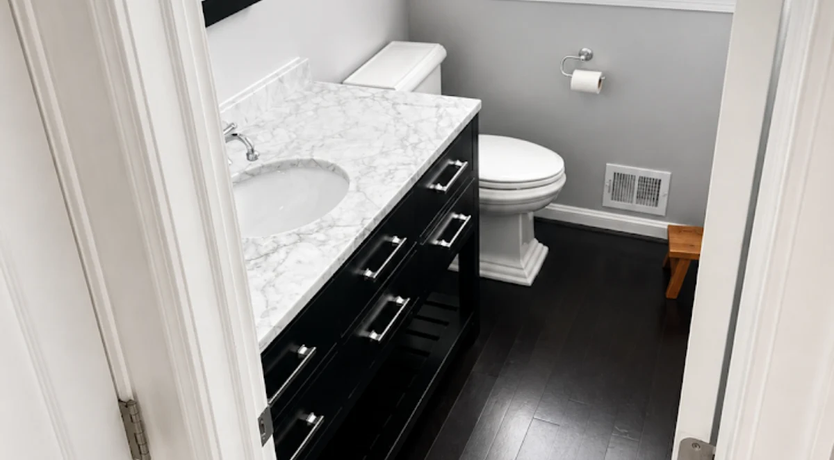 plumbing services in alexandria va for modern bathroom sink, toilet, and vanity installation