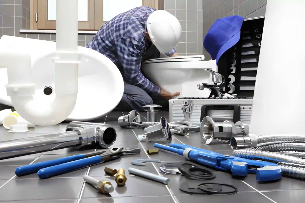 experienced plumber installing base bolts during a toilet replacement in springfield va.