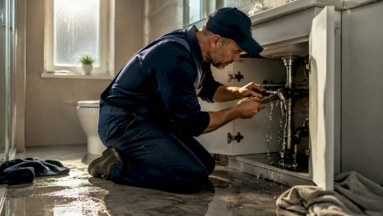 benefits of 24/7 plumber availability for homeowners 8 plumber fixing burst pipe in flooded kitchen