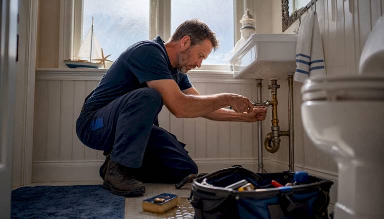 common plumbing problems in northern virginia homes 6 plumber fixing pipes under kitchen sink