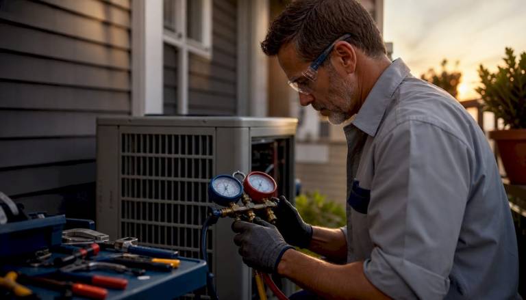 the role of refrigerant in hvac systems explained 6 hvac technician inspecting refrigerant system outdoors