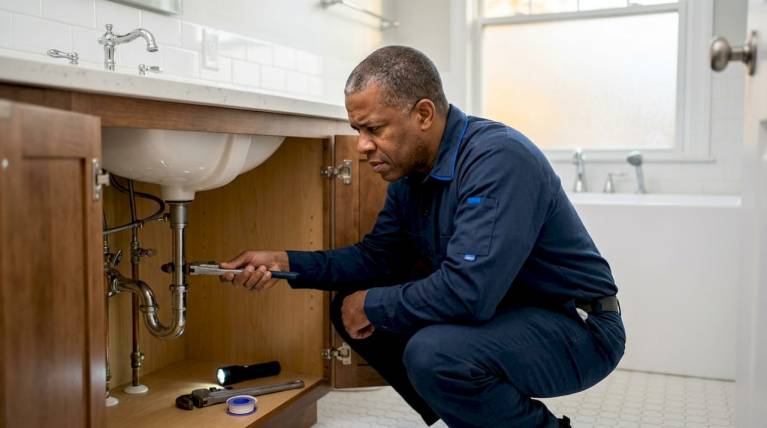 find a licensed plumber in northern virginia 4 licensed plumber working under kitchen sink